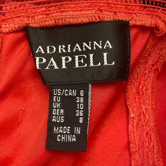 Adrianna Papell Coral Pink Sleeveless Floral Lace Dress Size 6 - Picture 3 of 4